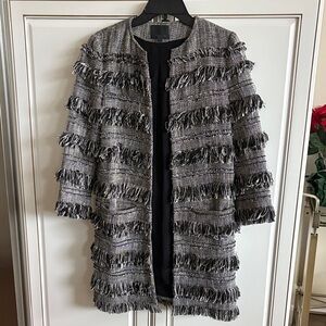 INTERMIX Black, White & Fringe Layers Jacket/Coat
